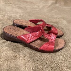 NWOT Dr. Scholl's Vintage 80s Sandals Dolly Double Air Pillo Leather Red Size 8M
